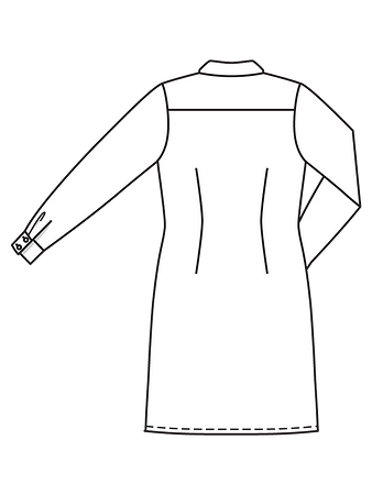 Технический рисунок платья с эффектом запаха спинка