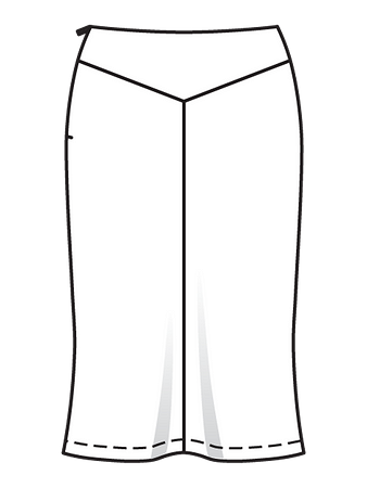 Технический рисунок юбки на фигурной кокетке вид сзади