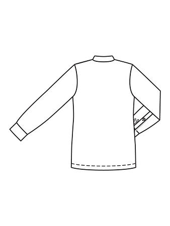  Технический рисунок блузки с необычным воротником-стойкой спинка