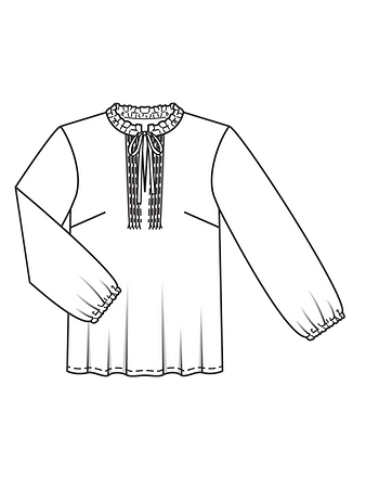Технический рисунок блузки  с узким воротничком