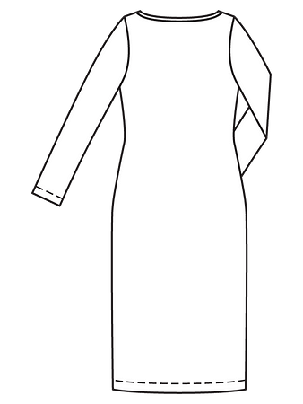 Технический рисунок платья с фигурным вырезом горловины спинка
