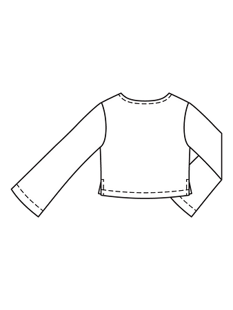 Технический рисунок короткого пуловера спинка
