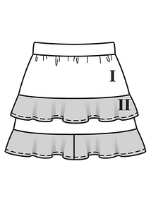 Технический рисунок двухслойной юбки с оборками