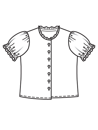Технический рисунок блузки с рукавами-фонариками
