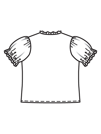 Технический рисунок блузки с рукавами-фонариками спинка