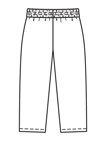 Технический рисунок брюк на эластичном поясе вид сзади