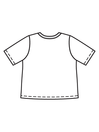 Технический рисунок свободной футболки спинка