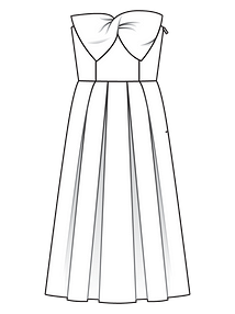 Технический рисунок платья с лифом-корсажем