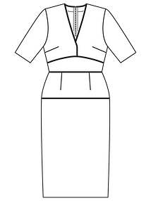 Технический рисунок платья с V-вырезом