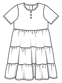 Технический рисунок многоярусного платья для девочки