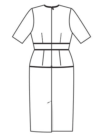 Технический рисунок платья с глубоким V-вырезом спинка