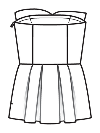 Технический рисунок бюстье с баской спинка