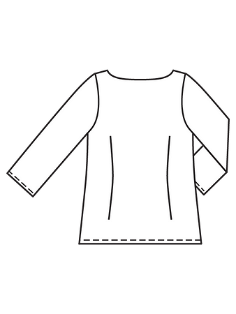 Технический рисунок блузки с вырезом-лодочкой спинка