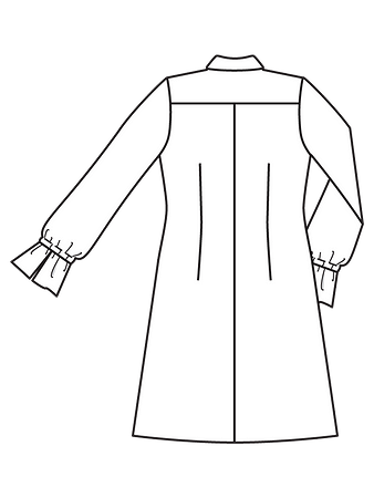 Технический рисунок приталенного платья-рубашки спинка