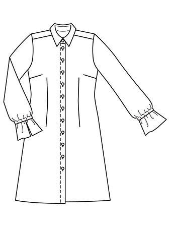 Технический рисунок приталенного платья-рубашки