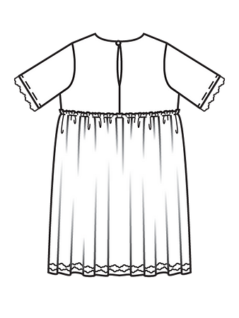 Технический рисунок отрезного платья для девочки спинка