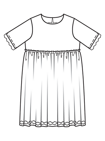 Технический рисунок отрезного платья для девочки