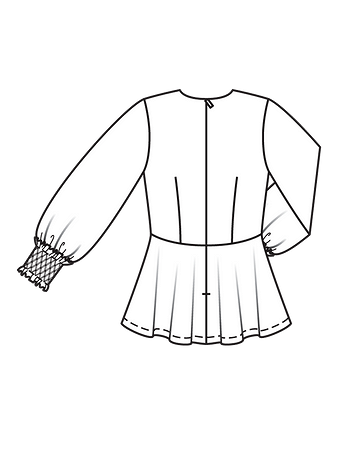 Технический рисунок блузки с баской спинка