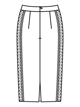 Технический рисунок юбки-карандаш вид сзади