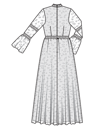Технический рисунок свадебного платья спинка