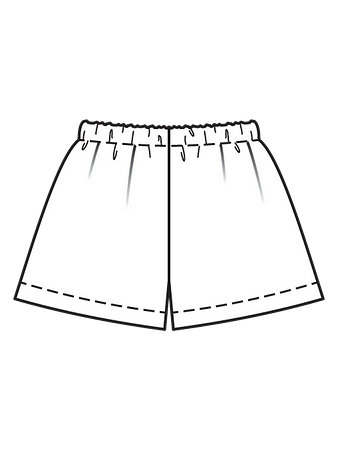 Технический рисунок шорт на эластичном поясе вид сзади