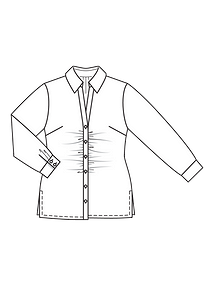 Технический рисунок блузки-рубашки с V-вырезом