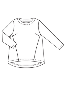 Технический рисунок длинного пуловера широкого кроя