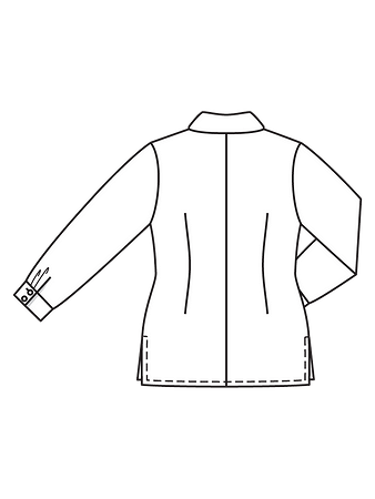 Технический рисунок блузки-рубашки с V-вырезом спинка