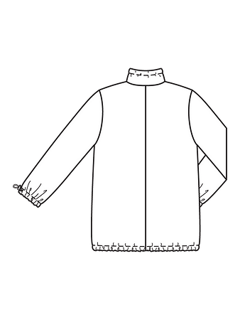 Технический рисунок куртки в спортивном стиле спинка