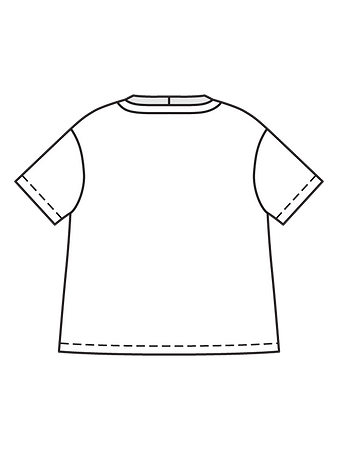 Технический рисунок футболки с удлинённой линией плеч спинка