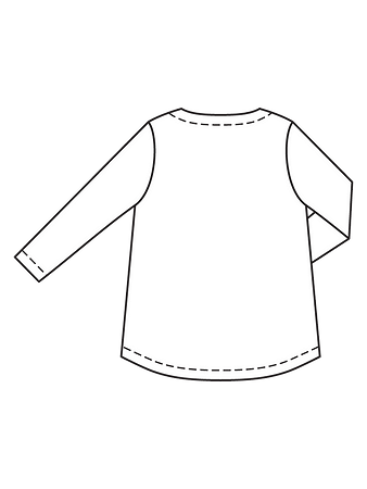 Технический рисунок длинного пуловера широкого кроя спинка