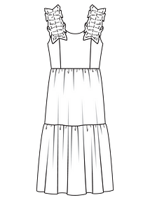 Технический рисунок сарафана с ярусной юбкой