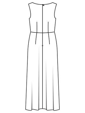 Технический рисунок платья из ткани с пайетками спинка