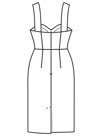 Технический рисунок сарафана на широких бретельках спинка