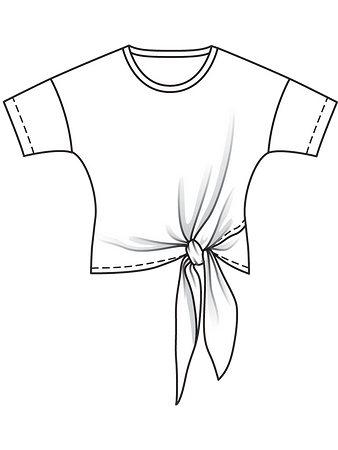 Технический рисунок блузки с завязками