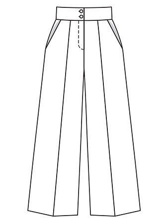 Технический рисунок брюк широкого кроя