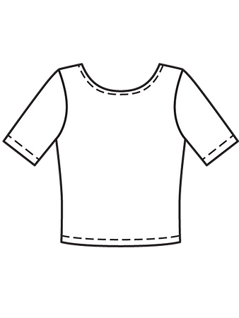 Технический рисунок блузки с глубоким вырезом спинка