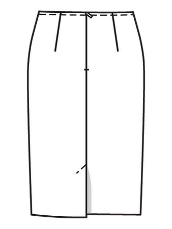 Технический рисунок юбки из натуральной замши спинка
