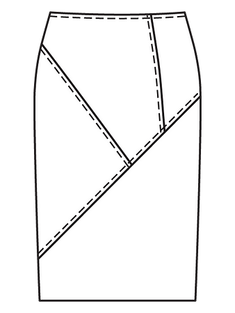 Технический рисунок юбки из натуральной замши