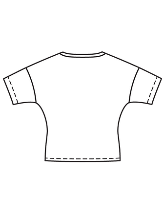 Технический рисунок блузки свободного кроя спинка