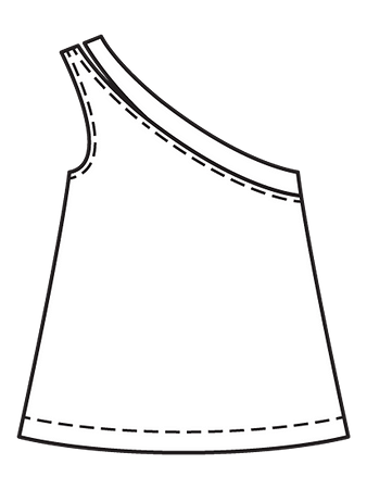 Технический рисунок топа на одно плечо спинка