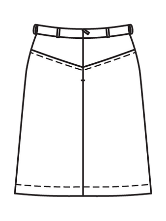 Технический рисунок джинсовой юбки вид сзади