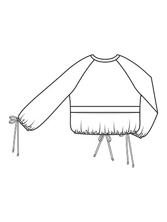 Технический рисунок блузона с пышными рукавами спинка