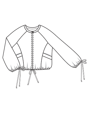 Технический рисунок блузона с пышными рукавами