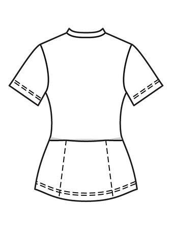 Технический рисунок футболки облегающего силуэта спинка