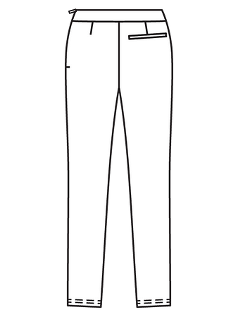 Технический рисунок узких брюк в спортивном стиле вид сзади