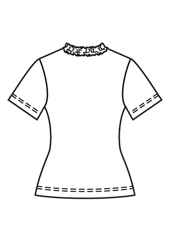 Технический рисунок облегающей футболки для серфинга спинка