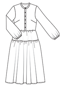 Технический рисунок платья с элементами рубашечного кроя