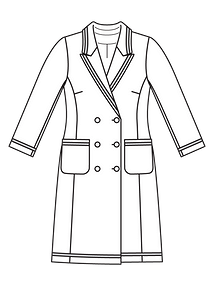 Технический рисунок платья-пальто в стиле Шанель