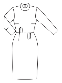 Технический рисунок платья-футляр с воротником-стойкой